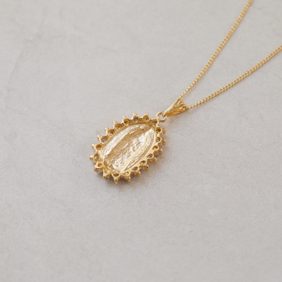 Emerald Virgin Mary Necklace | 18k Gold Filled - Picture 3 of 5